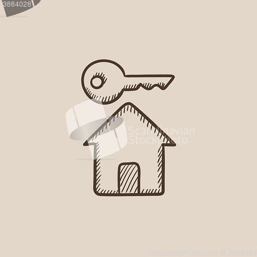 Image of Key for house sketch icon.