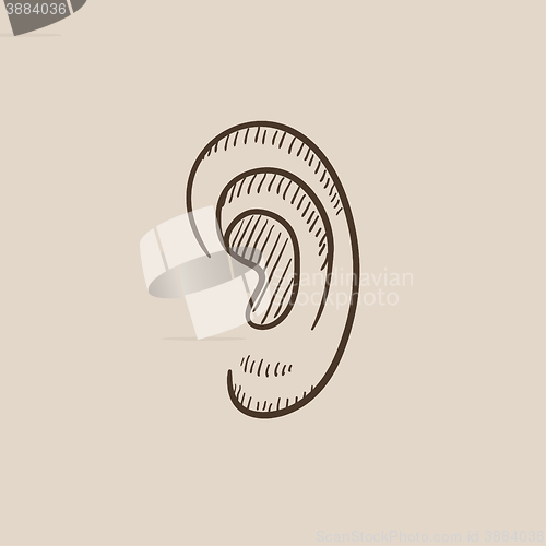 Image of Human ear sketch icon.