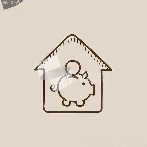 Image of House savings sketch icon.