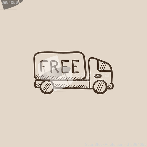 Image of Free delivery truck sketch icon.