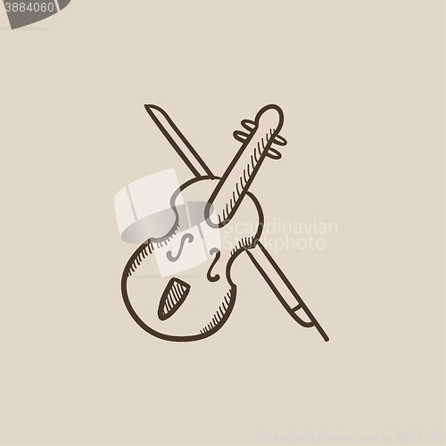 Image of Violin with bow sketch icon.