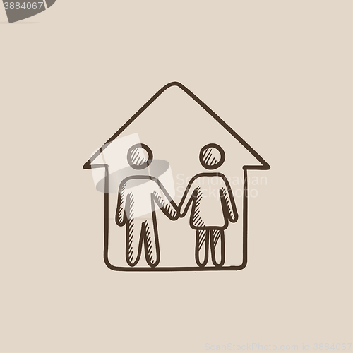 Image of Family house sketch icon.