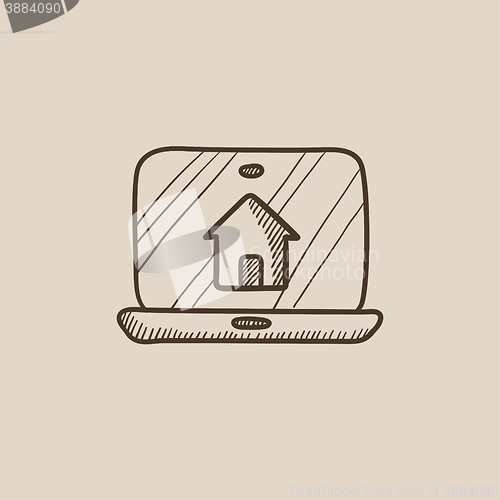 Image of Smart house technology sketch icon.