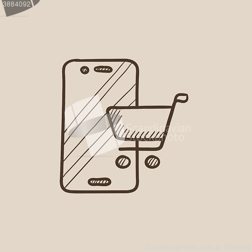 Image of Online shopping sketch icon.