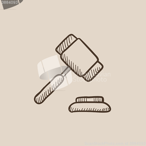 Image of Auction gavel sketch icon.