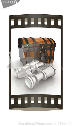 Image of binoculars and chest. The film strip