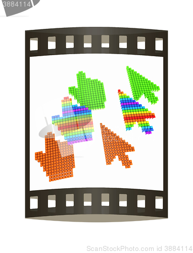 Image of Set of Link selection computer mouse cursor on white background. The film strip