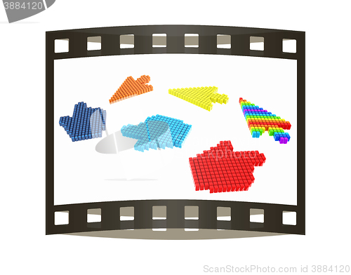 Image of Set of Link selection computer mouse cursor on white background. The film strip