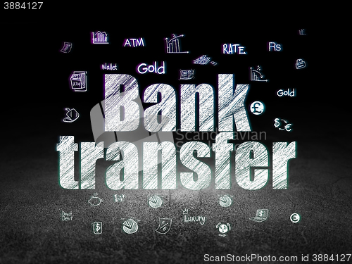Image of Money concept: Bank Transfer in grunge dark room