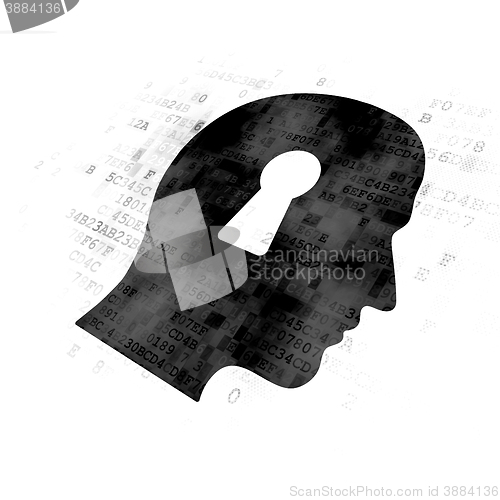 Image of Learning concept: Head With Keyhole on Digital background