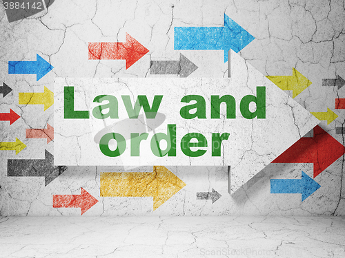 Image of Law concept: arrow with Law And Order on grunge wall background