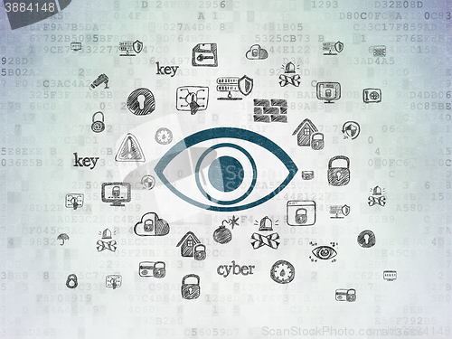 Image of Security concept: Eye on Digital Data Paper background