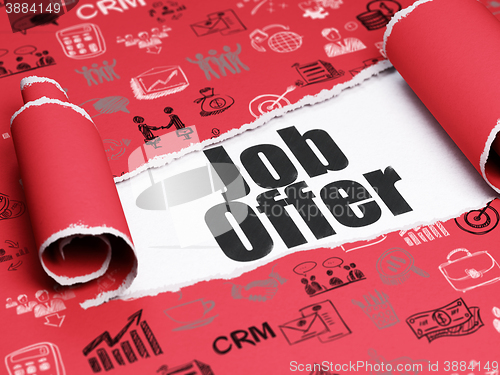 Image of Business concept: black text Job Offer under the piece of  torn paper
