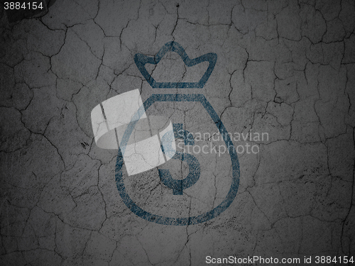 Image of Money concept: Money Bag on grunge wall background