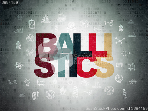 Image of Science concept: Ballistics on Digital Data Paper background