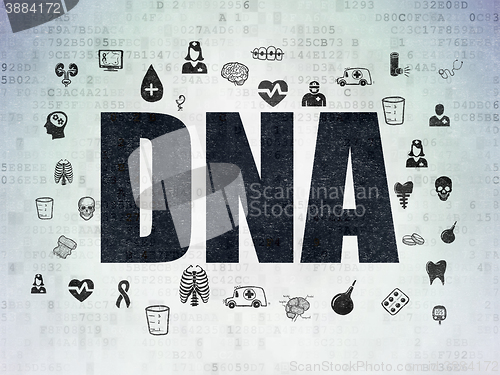 Image of Healthcare concept: DNA on Digital Data Paper background