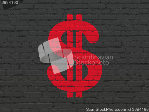 Image of Money concept: Dollar on wall background