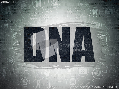 Image of Health concept: DNA on Digital Data Paper background