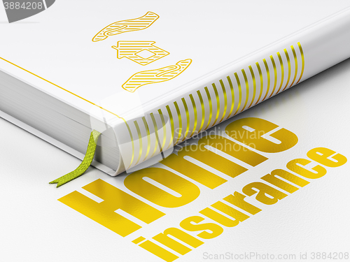 Image of Insurance concept: book House And Palm, Home Insurance on white background