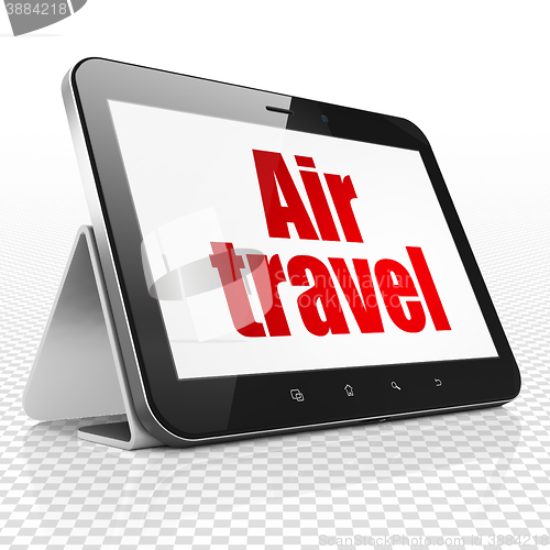 Image of Travel concept: Tablet Computer with Air Travel on display