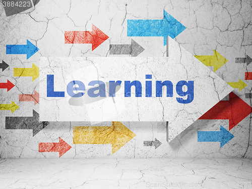 Image of Learning concept: arrow with Learning on grunge wall background