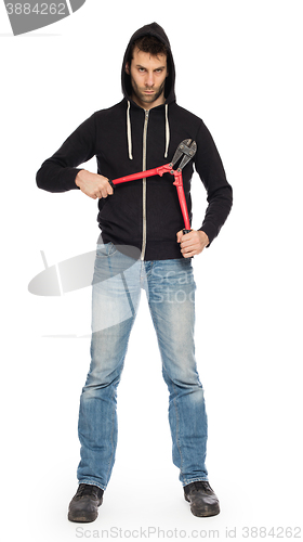 Image of Robber with red bolt cutters