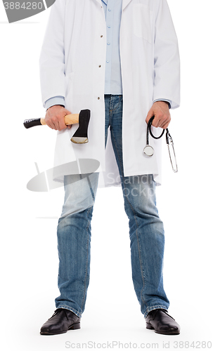 Image of Evil medic holding a small axe and stethoscope