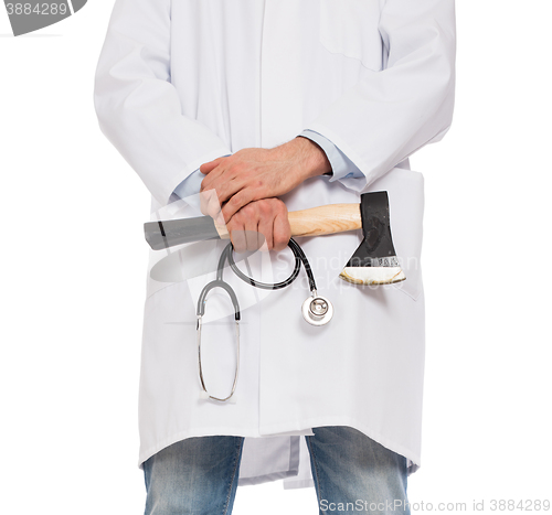 Image of Evil medic holding a small axe and stethoscope