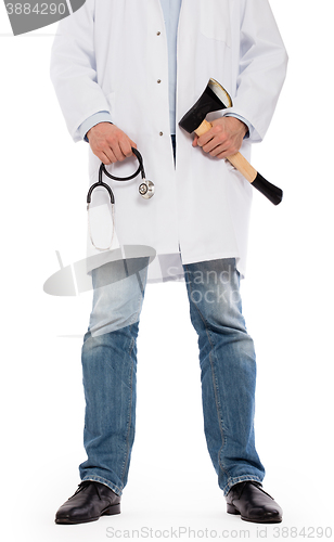 Image of Evil medic holding a small axe and stethoscope