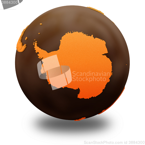 Image of Antarctica on chocolate Earth