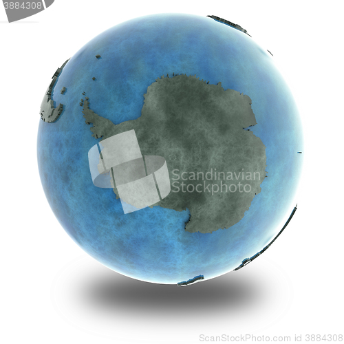 Image of Antarctica on marble planet Earth