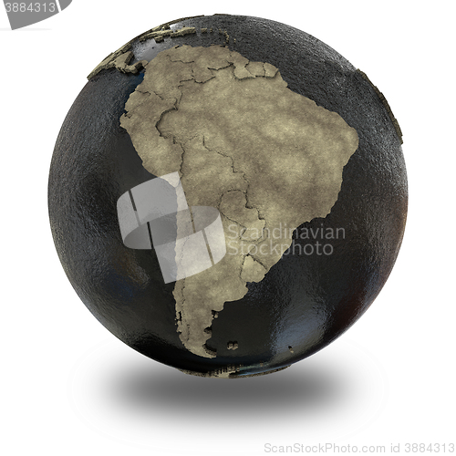 Image of South America on Earth of oil