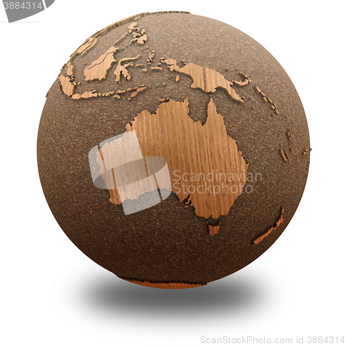 Image of Australia on wooden planet Earth