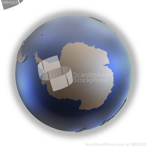 Image of Antarctica on golden metallic Earth