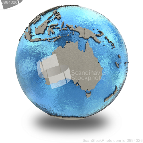 Image of Australia on model of planet Earth