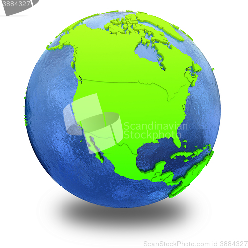 Image of North America on green Earth