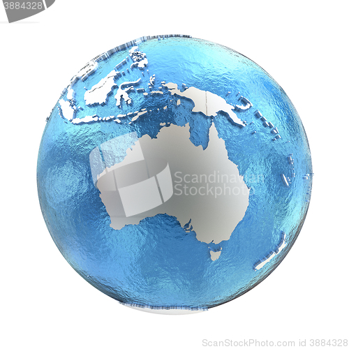 Image of Australia on silver Earth