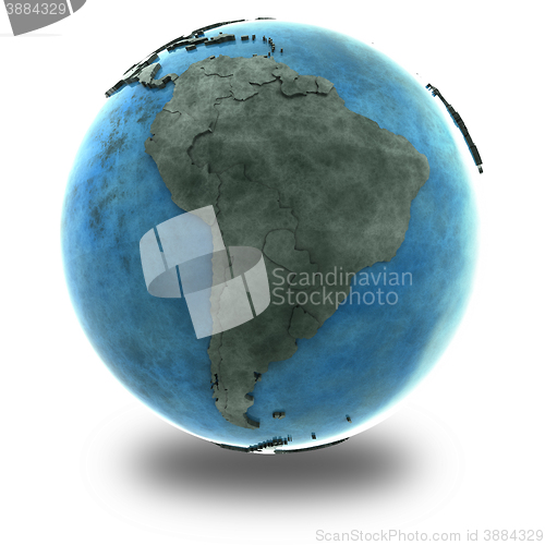 Image of South America on marble planet Earth