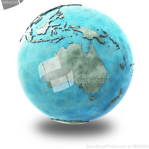 Image of Australia on marble planet Earth