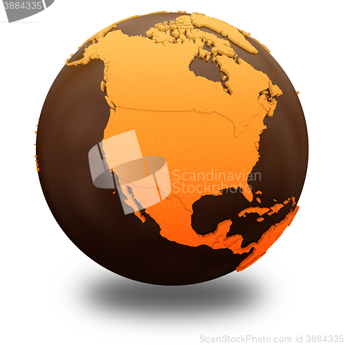 Image of North America on chocolate Earth