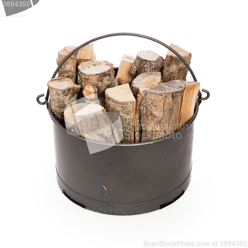 Image of Metal basket of firewood