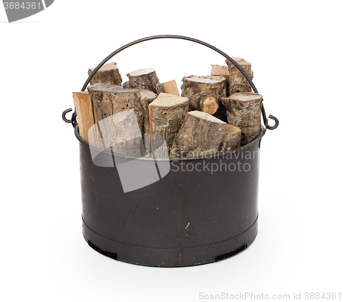 Image of Metal basket of firewood