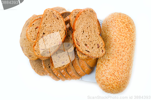 Image of Composition with bread  isolated on white
