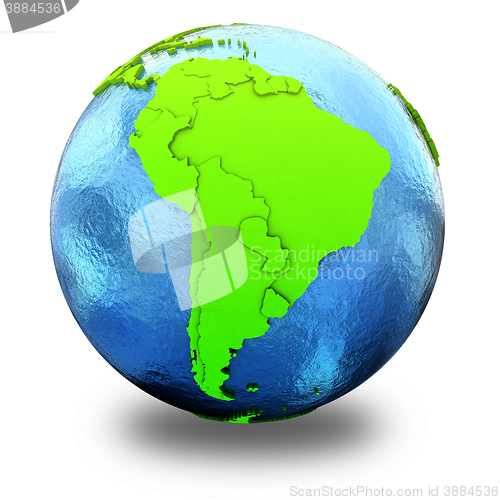 Image of South America on green Earth