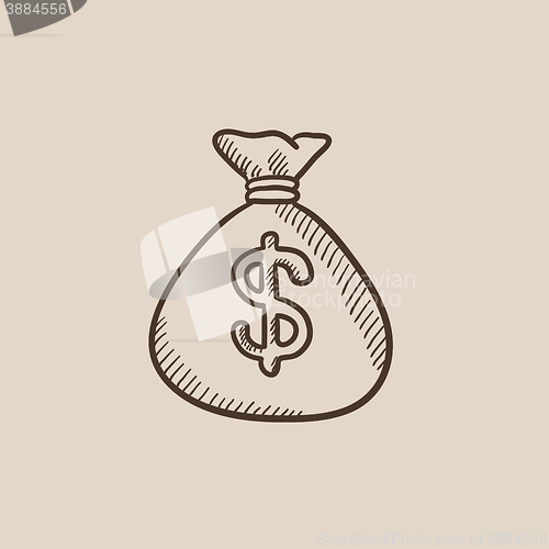 Image of Money bag sketch icon.