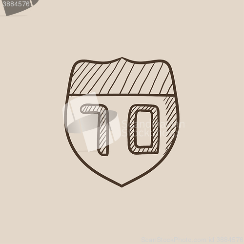 Image of Route road sign sketch icon.