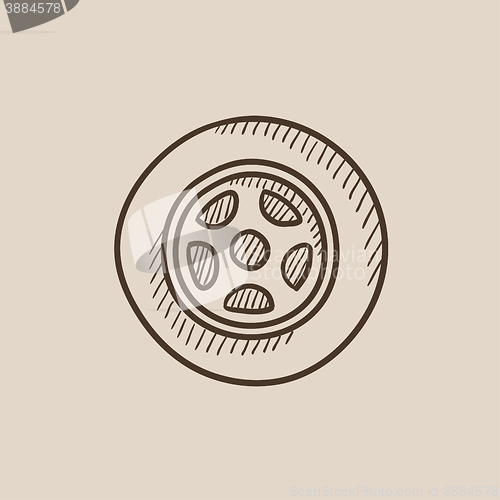 Image of Car wheel sketch icon.