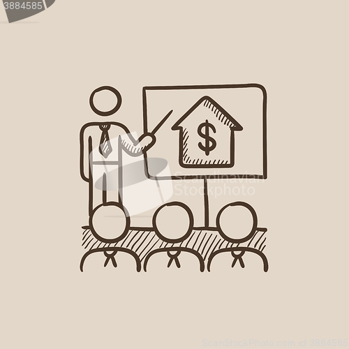 Image of Real estate training sketch icon.