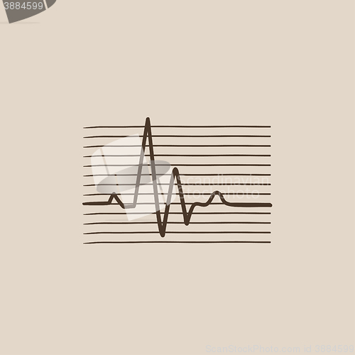 Image of Hheart beat cardiogram sketch icon.