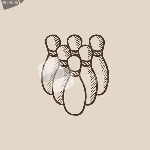 Image of Bowling pins sketch icon.